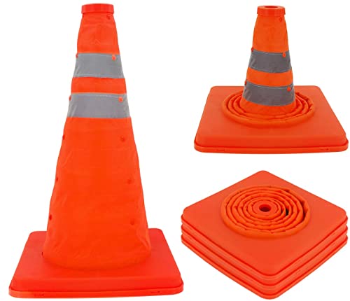 CAMPWAY 三角コーン ロードコーン 安全標識 折りたたみ式 軽量 70CM 2点セット オレンジ (2packs 70cm) 折りたたみカラーコーン 注意喚起 視認性 持ち運び 車内常備